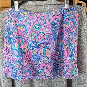 LULU B Stretch paisley Casual Skort Small Pink Blue Lime